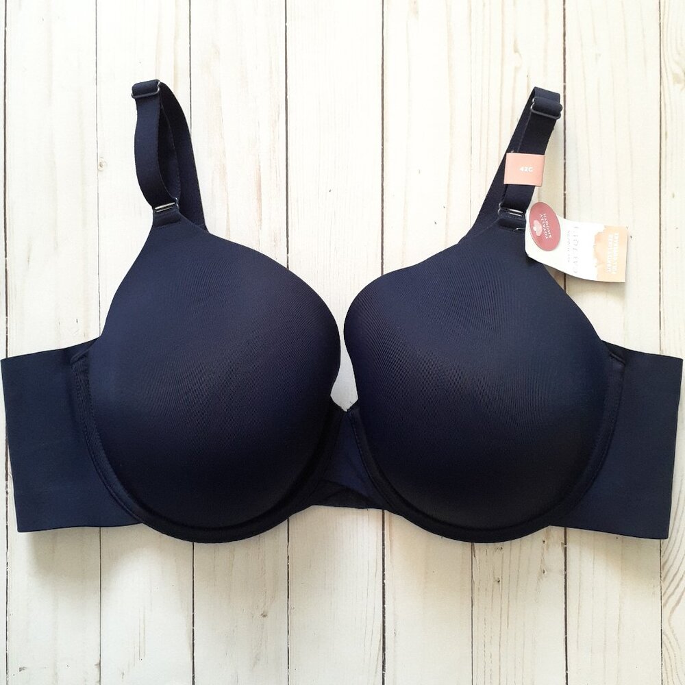 NWT Cacique Totally Smooth Lightly Lined Full Coverage Bra Navy Blue Size 42C